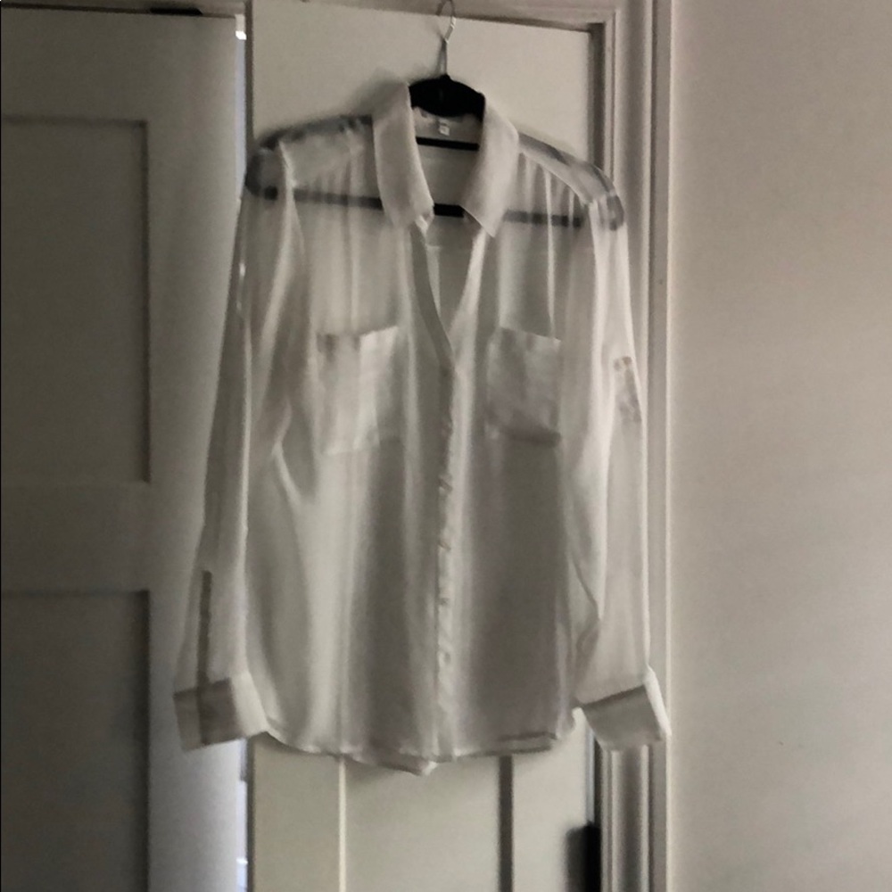 EXPRESS WHITE SHEER PORTOFINO SHIRT SIZE L